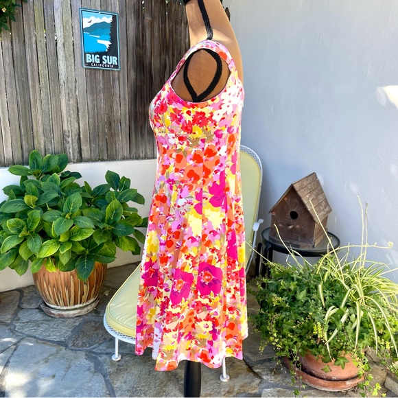 Y2K Dressbarn A-Line Fit & Flare Sleeveless Knee Length Floral Dress Pink 6P - Picture 6 of 16